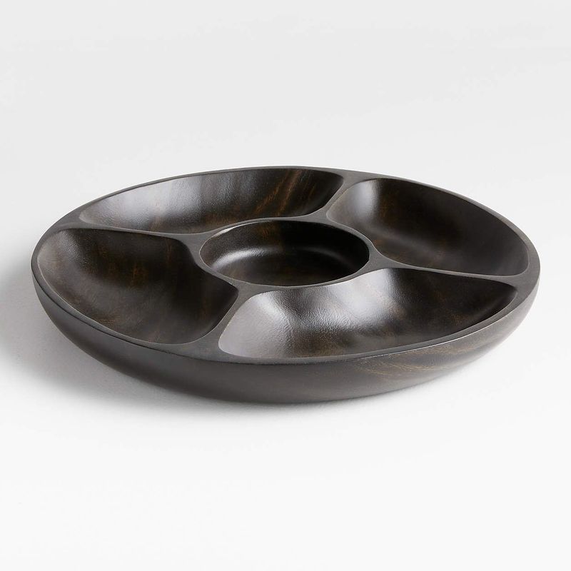 CRATE & BARREL - Plato Para Servir De 5 Partes Ebonizado Tondo