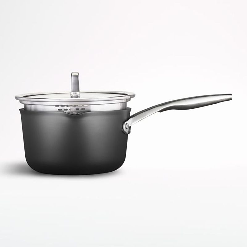 CRATE & BARREL - Cacerola Antiadherente con Escurridor y Tapa de Acero Inoxidable CALPHALON