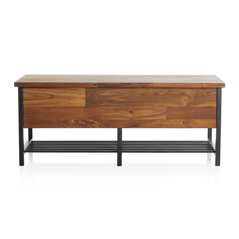 CRATE & BARREL - Baúl/Banco para Almacenamiento de Madera Teca