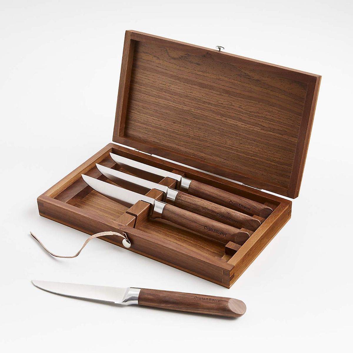 CRATE & BARREL - Set de 4 Cuchillos con Mango de Madera 