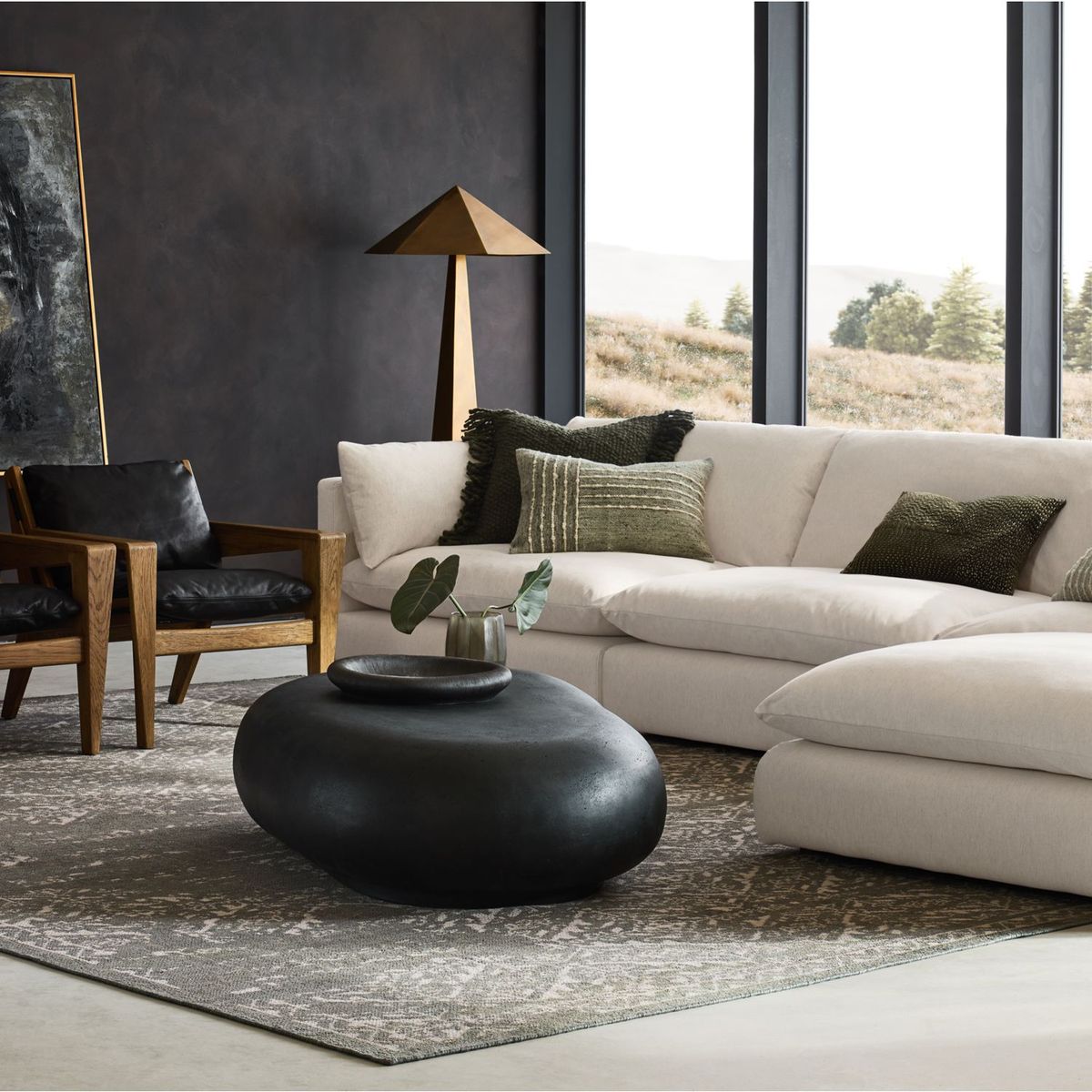 CRATE & BARREL - Mesa de Centro Oval Pebble 99cm