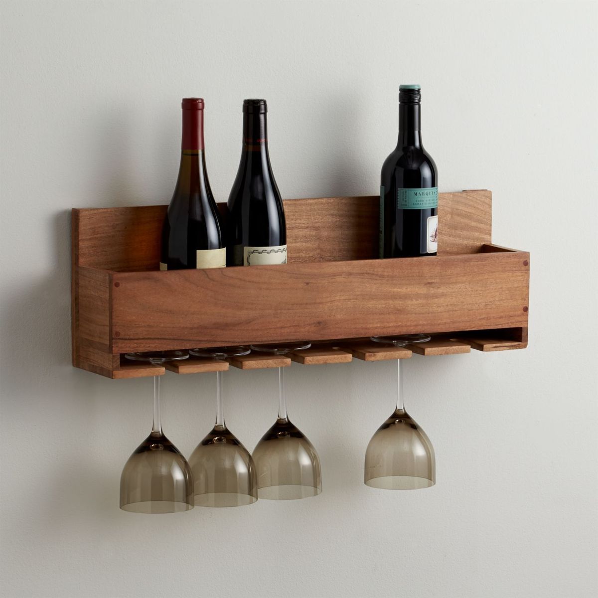 CRATE & BARREL - Soporte de Pared para Botellas y Copas de Vino