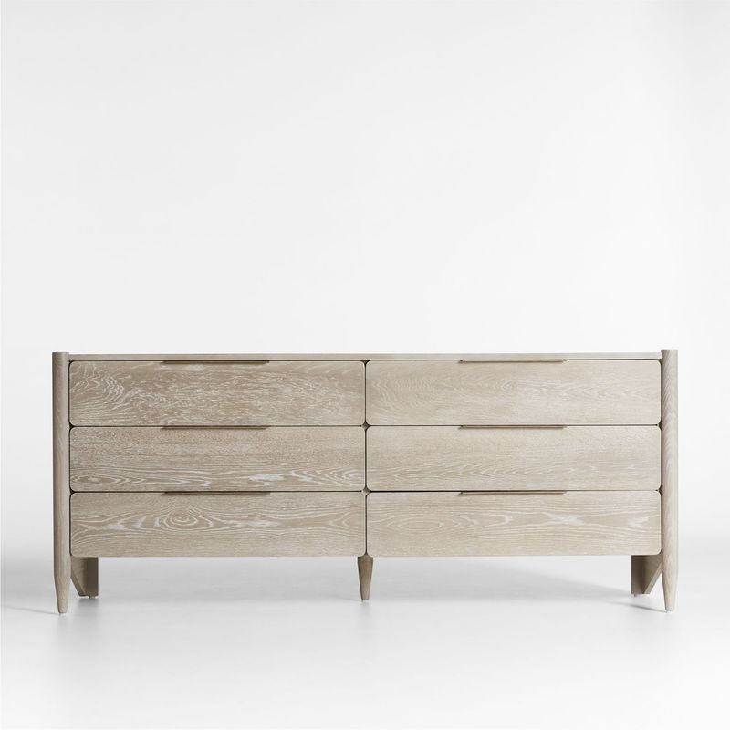 CRATE & BARREL - Cómoda Casa de Madera de Roble 6 Cajones
