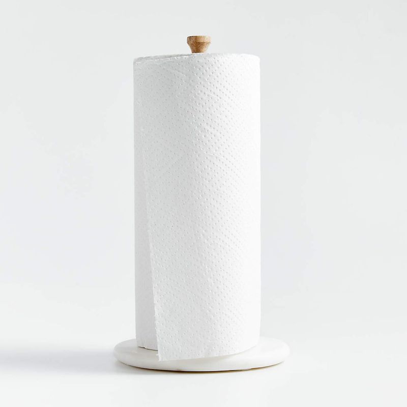 CRATE & BARREL - Portapapel De Madera Y Mármol Blanco