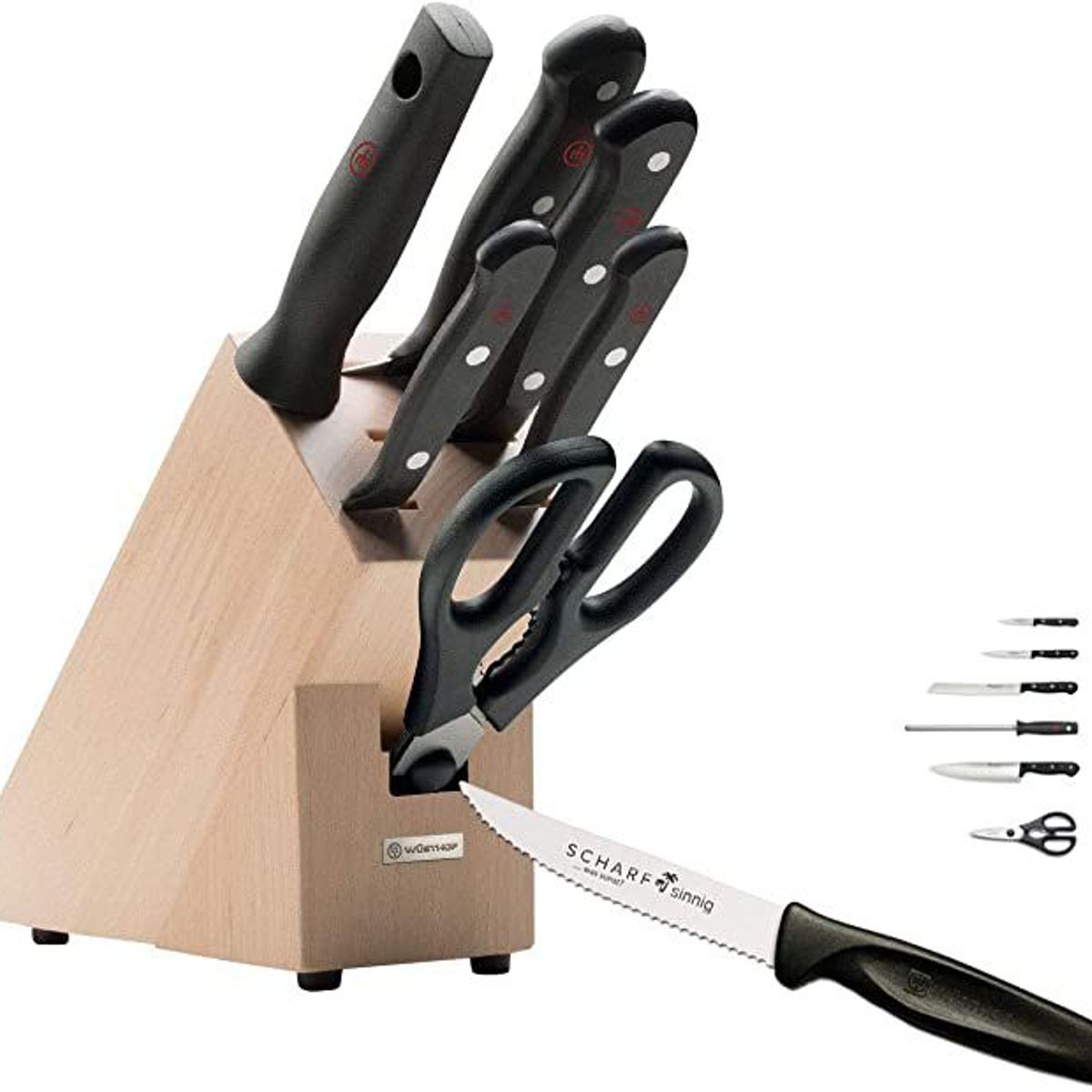 CRATE & BARREL - Set Mixto de 6 Cuchillos con Mango de Madera WUSTHOF