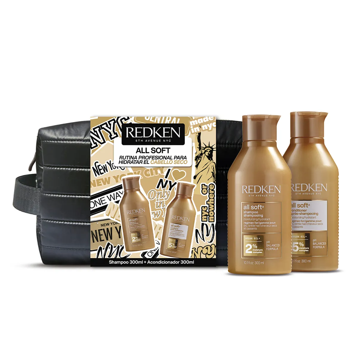 REDKEN - Pack Redken All Soft: Shampoo 300Ml + Acondicionador 300Ml Para Cabello Seco