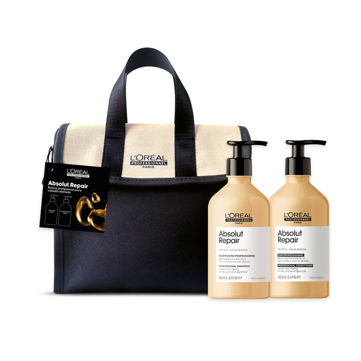 LOREAL PROFESSIONNEL - Pack Loreal Professionnel Absolut Repair: Shampoo 500Ml + Acondicionador 500Ml Para Cabello Dañado