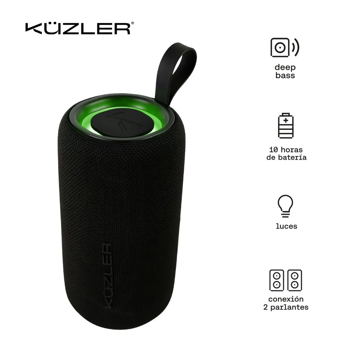 KUZLER - Parlante bluetooth portatil negro 10h IPX4 ECHOBOOM-M1