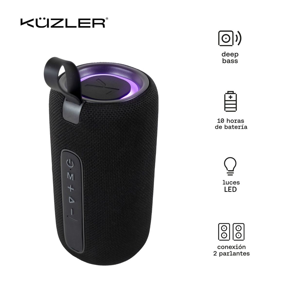KUZLER - Parlante bluetooth portatil negro 10h IPX4 ECHOBOOM-L1