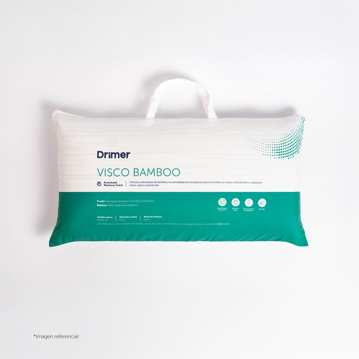 DRIMER - Almohada Visco Bamboo King 80X40 cm