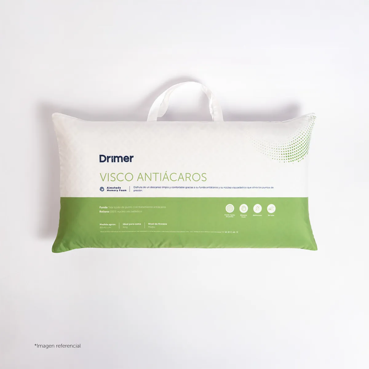 DRIMER - Almohada Visco Antiacaros King 80X40 cm