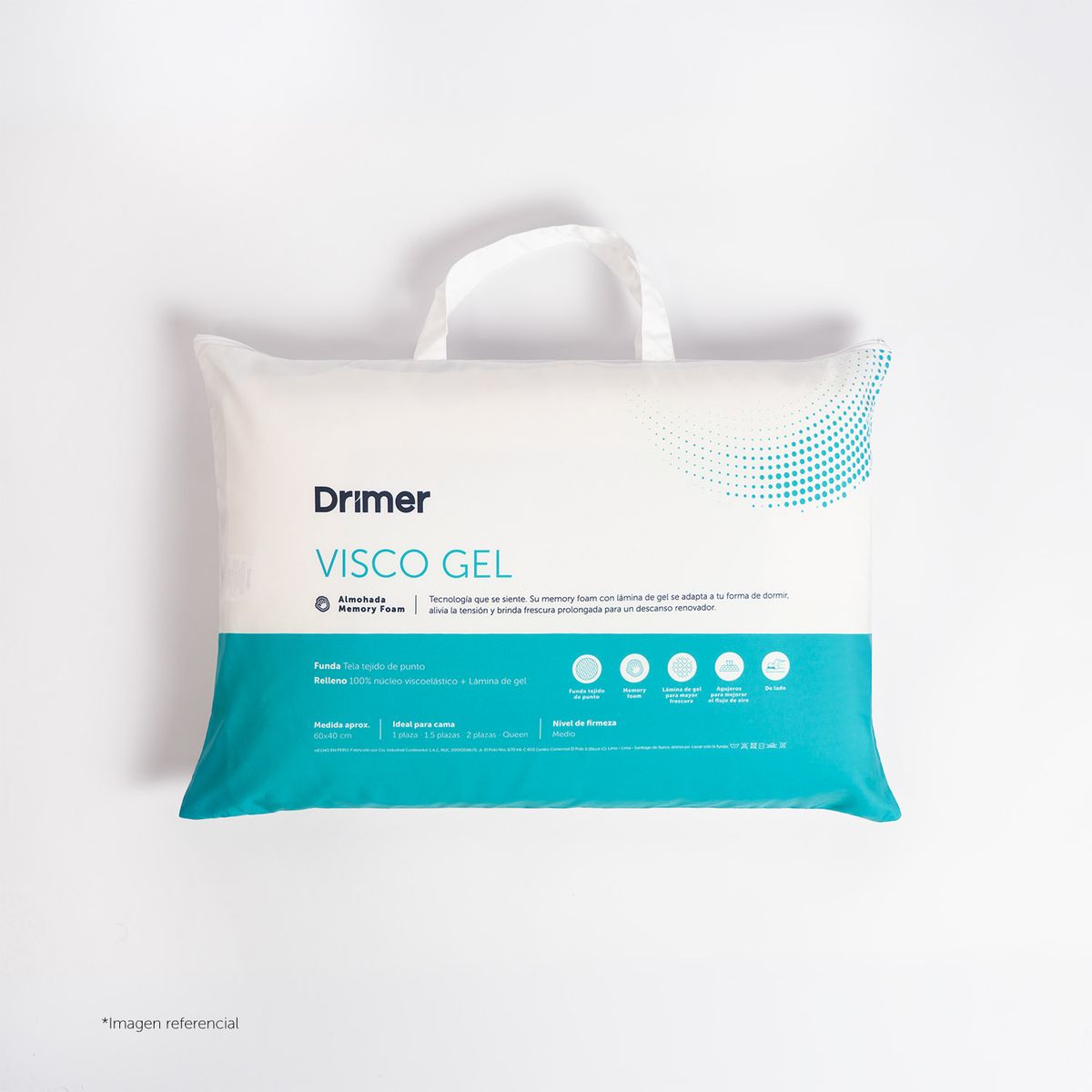 DRIMER - Almohada Visco Gel Estandar 60X40 cm