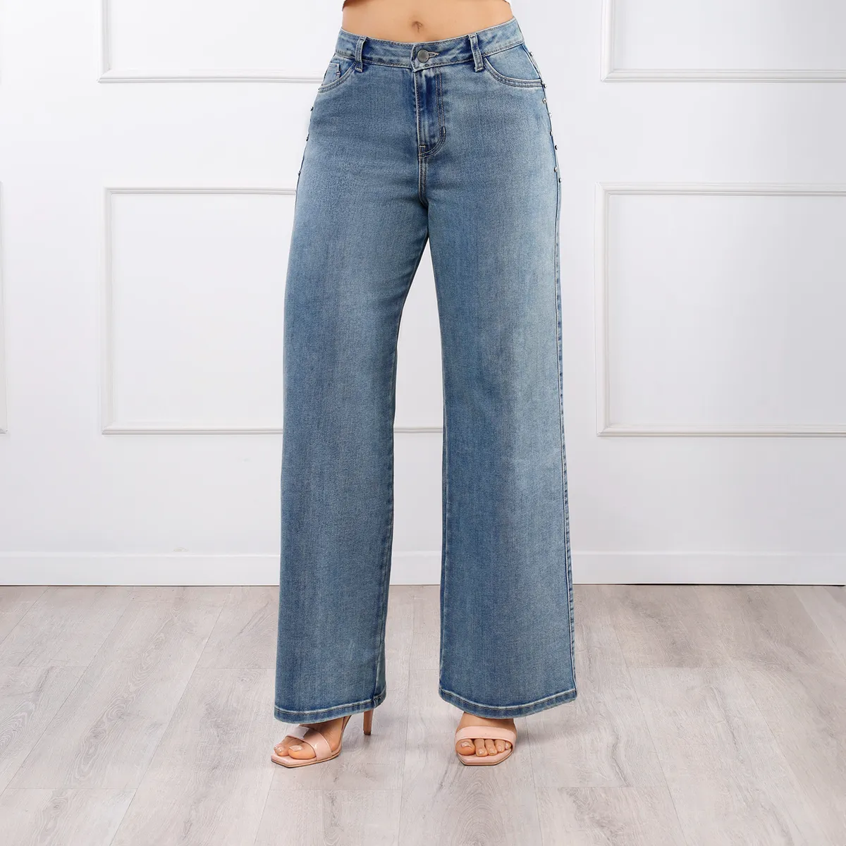 KANSAS - Jean Wide Leg Tiro Medio Mujer Kansas