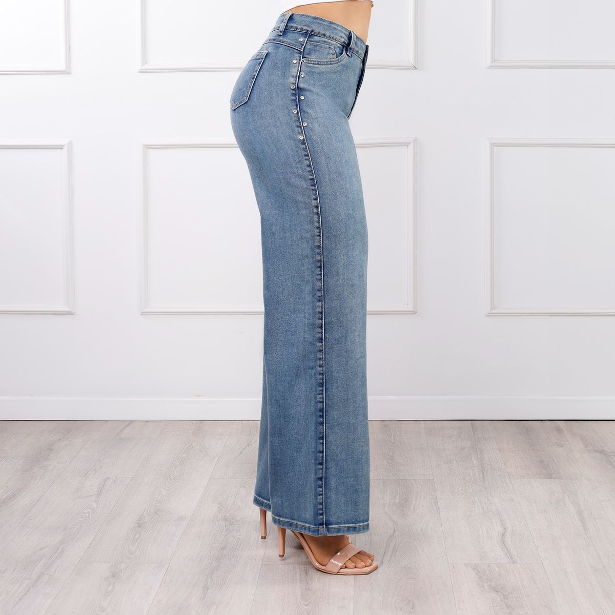 KANSAS - Jean Wide Leg Tiro Medio Mujer Kansas