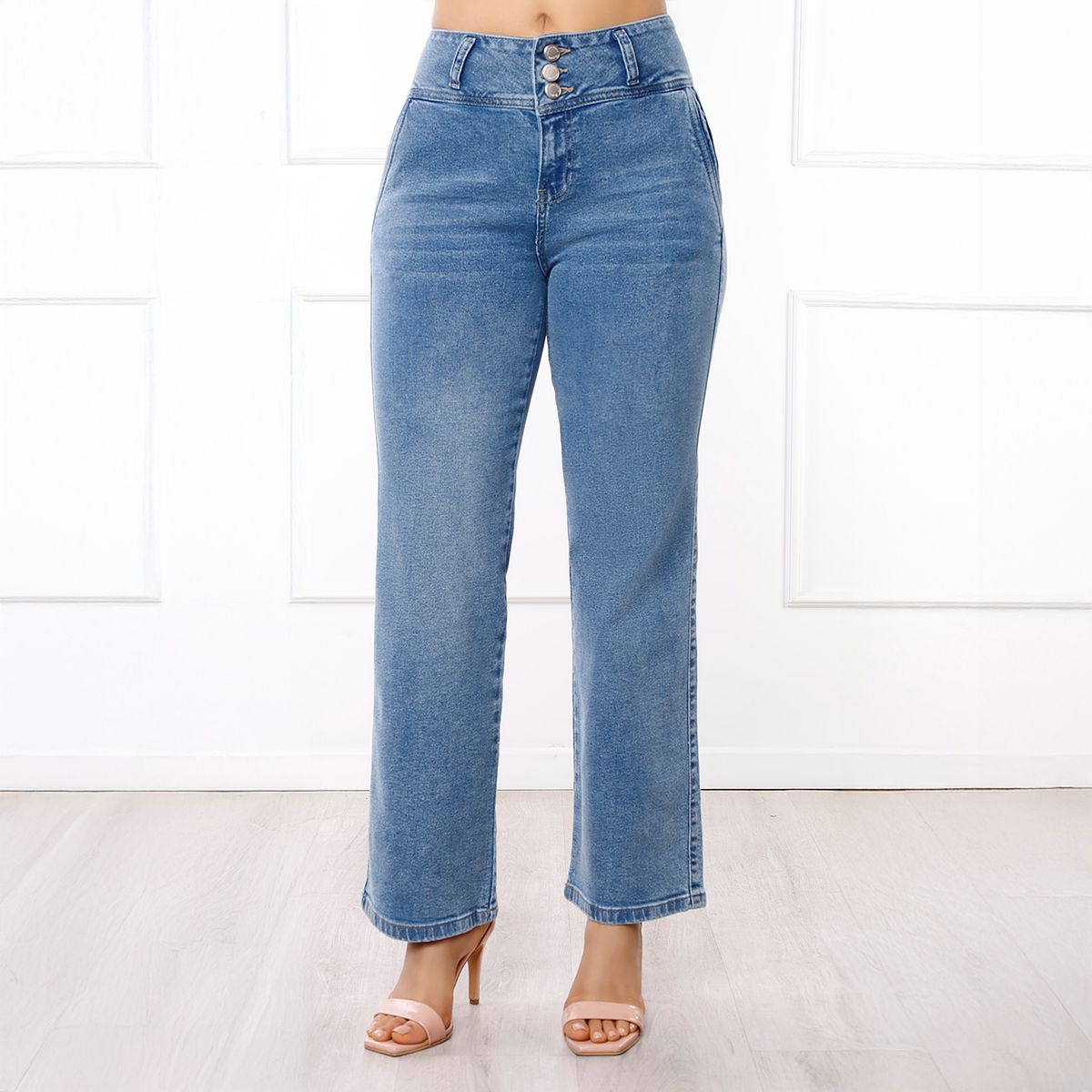 KANSAS - Jean Straight Tiro Medio Mujer Kansas