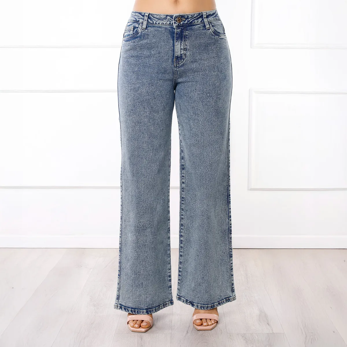 KANSAS - Jean Wide Leg Tiro Medio Mujer Kansas