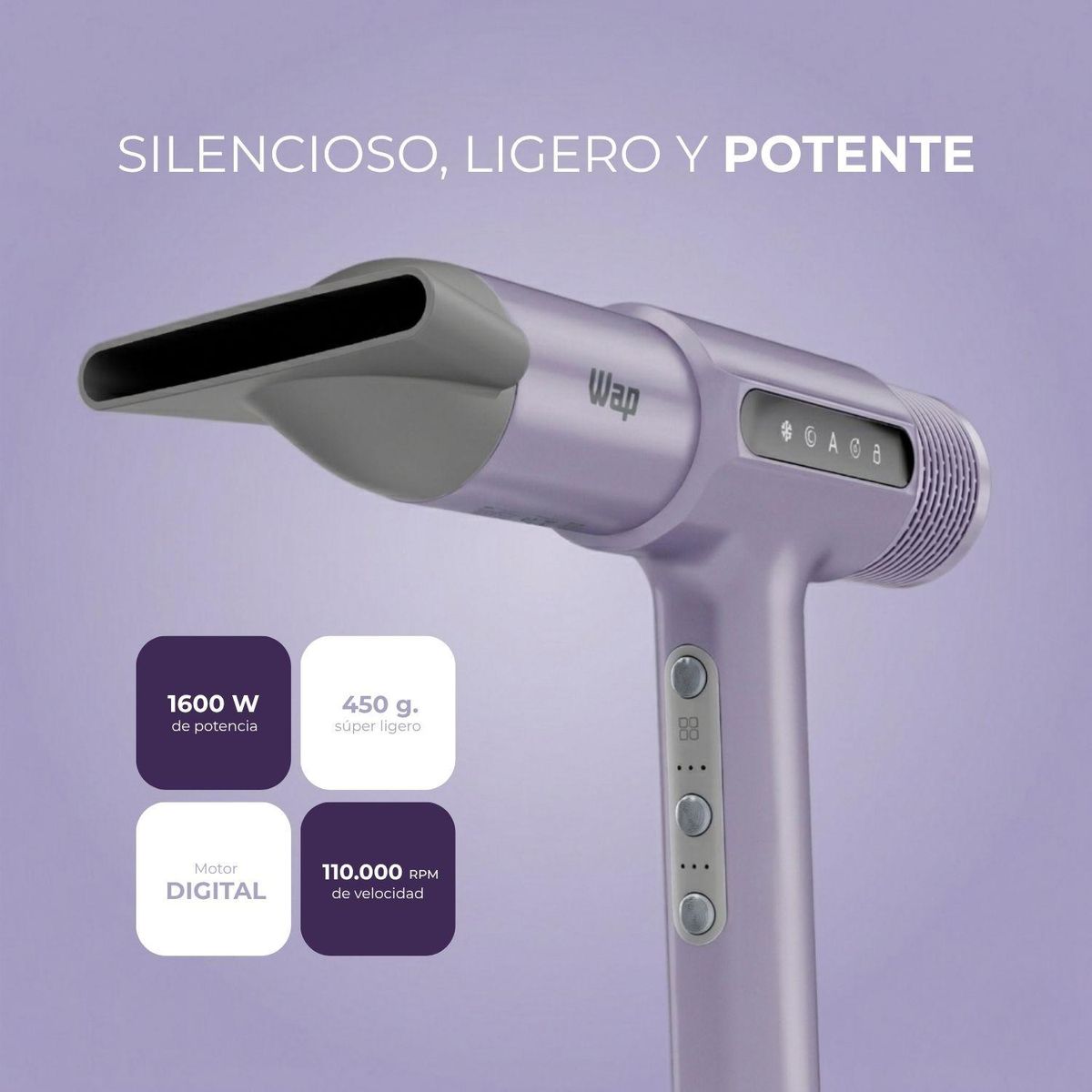 WAP - Secadora de cabello Profesional Intense Dryer con 4 boquillas