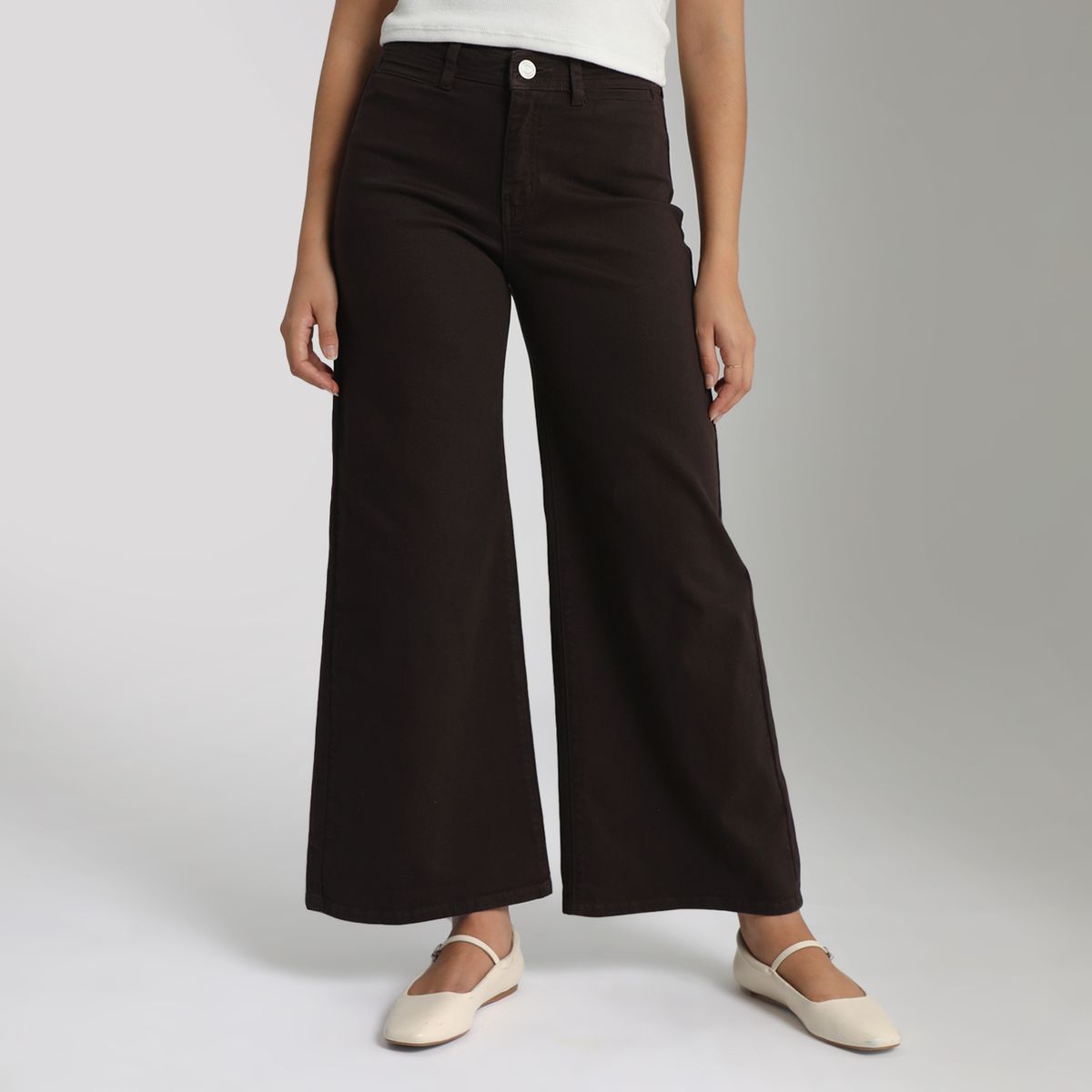AMERICAN ABBEY - Jean Wide Leg Marrón Mujer American Abbey