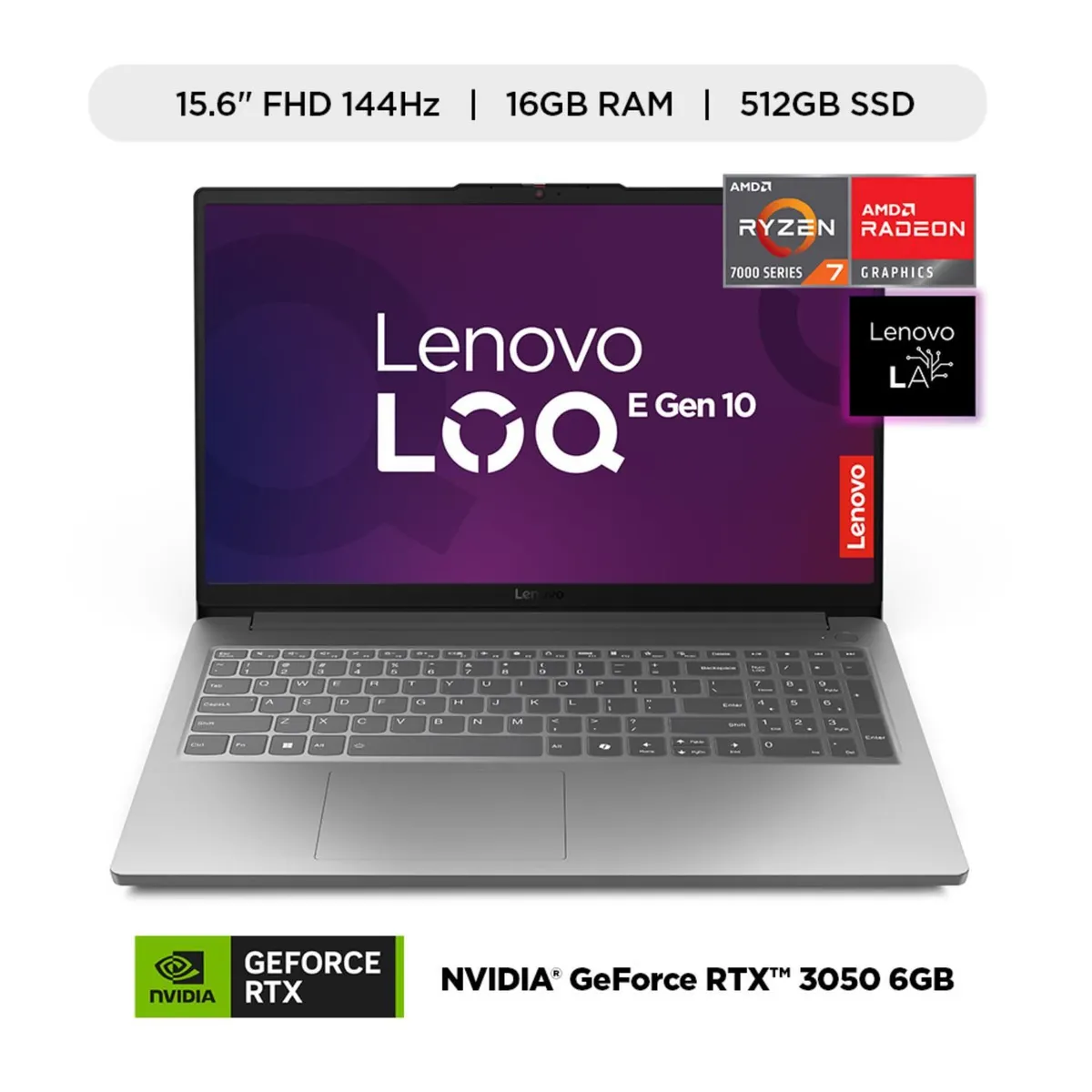 LENOVO - Laptop Gamer Lenovo LOQ Essential serie 7000 AMD Ryzen 7 RTX 3050 16GB RAM 512GB SSD 15.6" FHD 144Hz