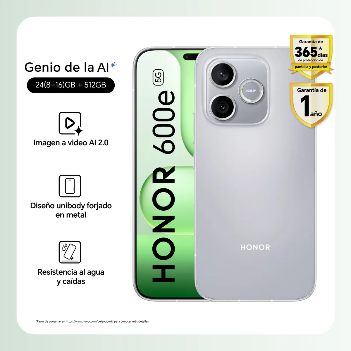 HONOR - HONOR 600e 8GB+512GB Velvet Gr