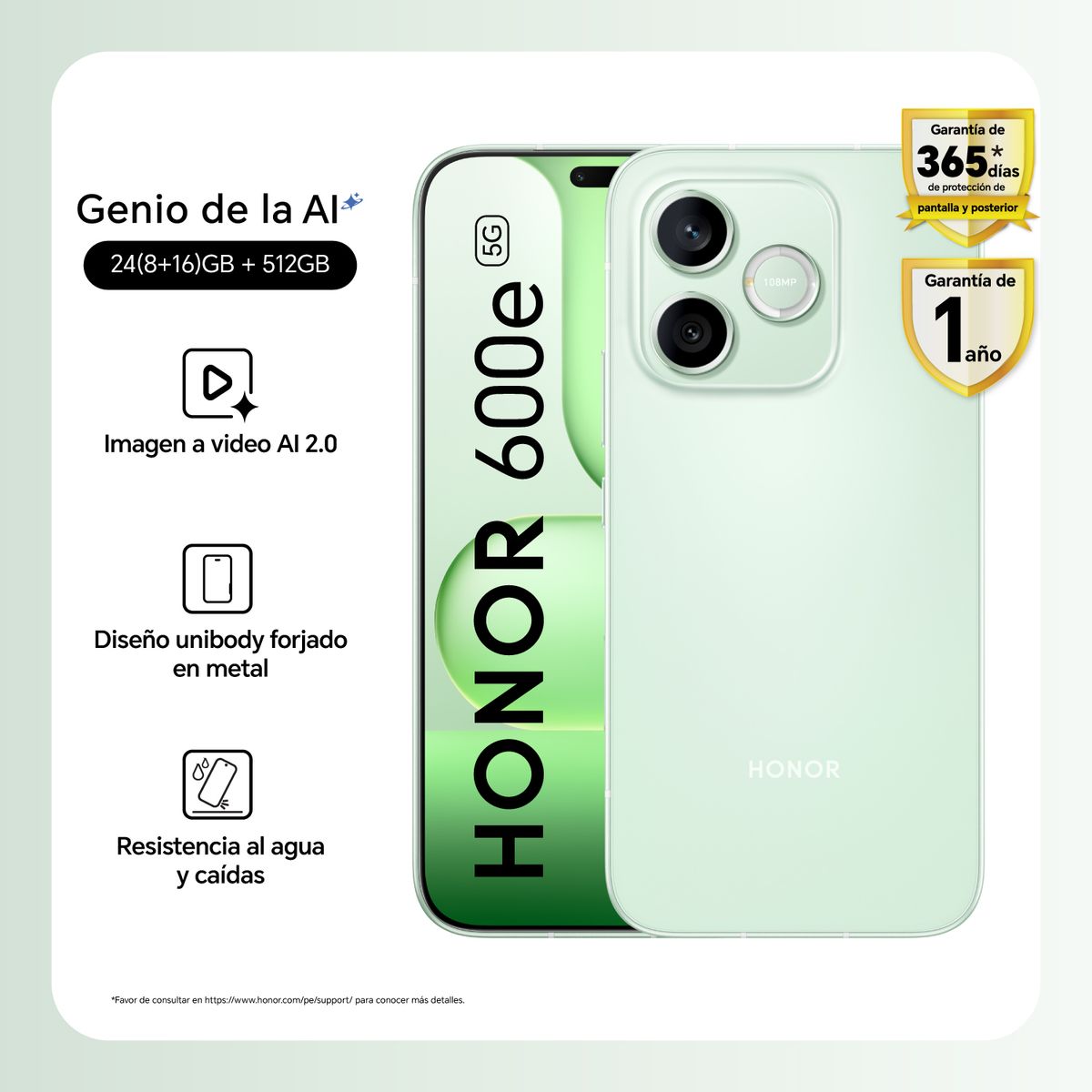 HONOR - HONOR 600e 8GB+512GB Sprout Gr