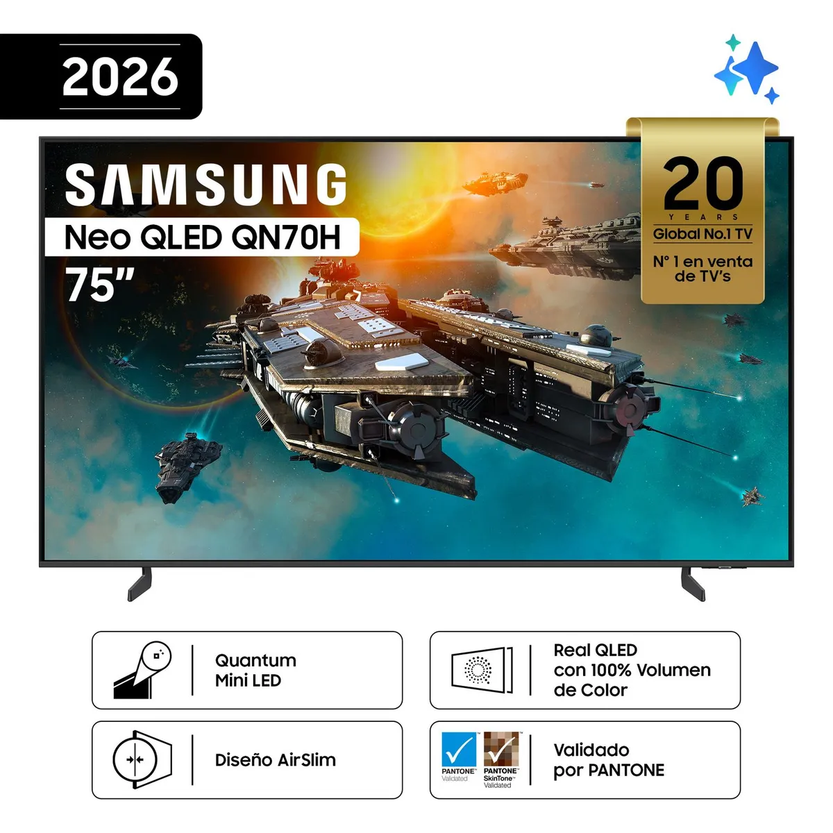 SAMSUNG - Televisor Samsung 75'' Neo QLED QN70H Vision AI Smart TV (2026)
