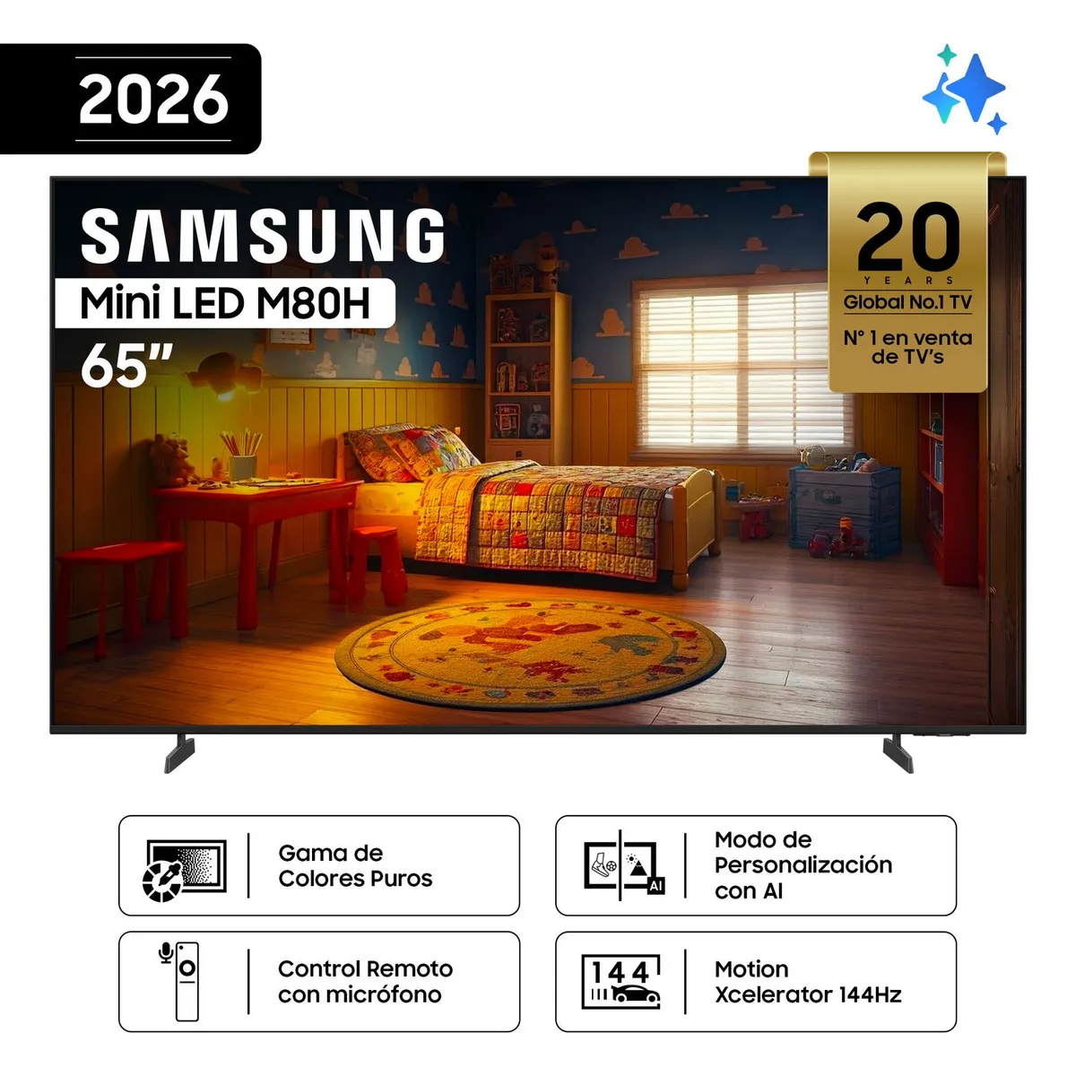 SAMSUNG - Televisor Samsung 65'' Mini LED M80H Vision AI Smart TV (2026)
