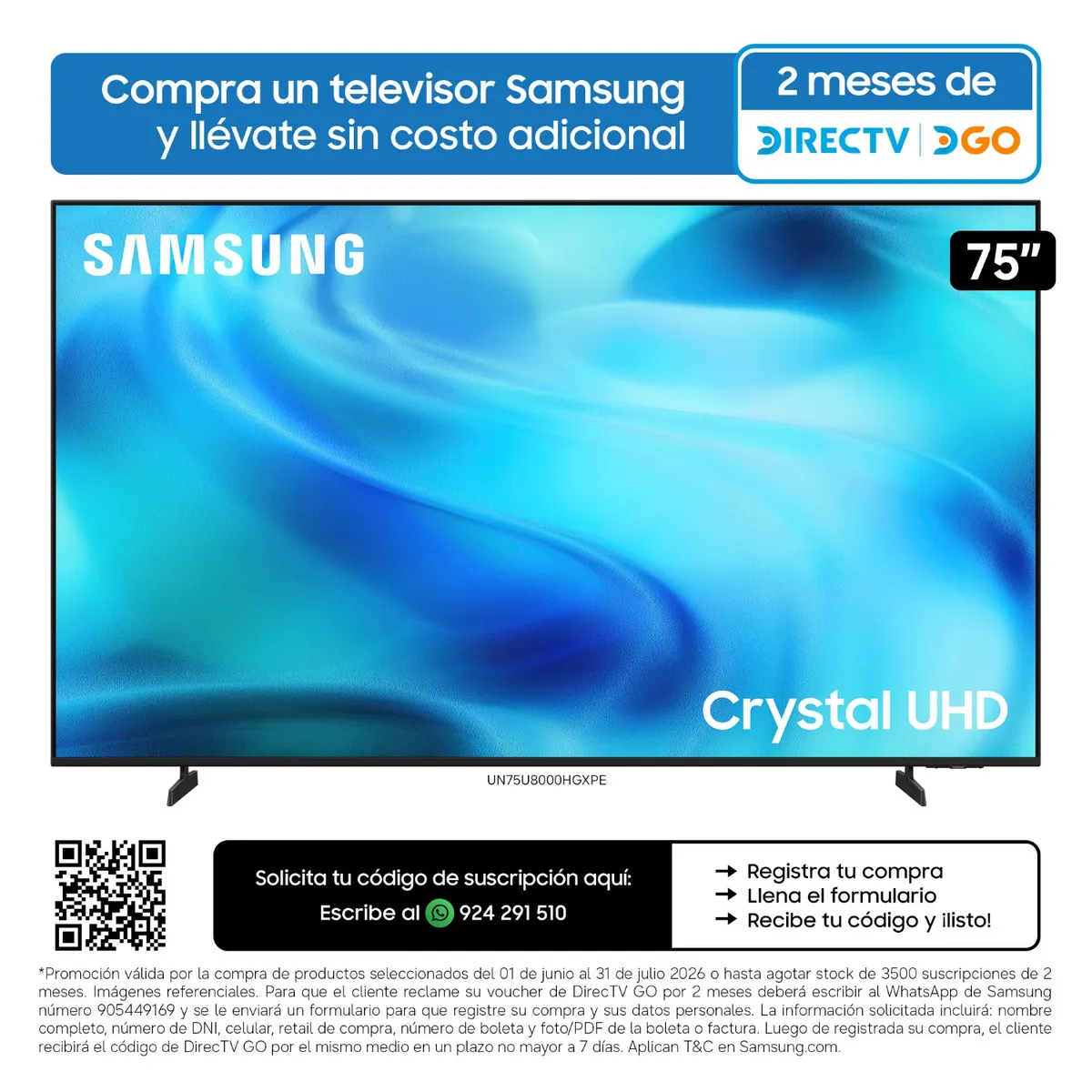SAMSUNG - Televisor Samsung 75'' UHD U8000H Vision AI Smart TV (2026)