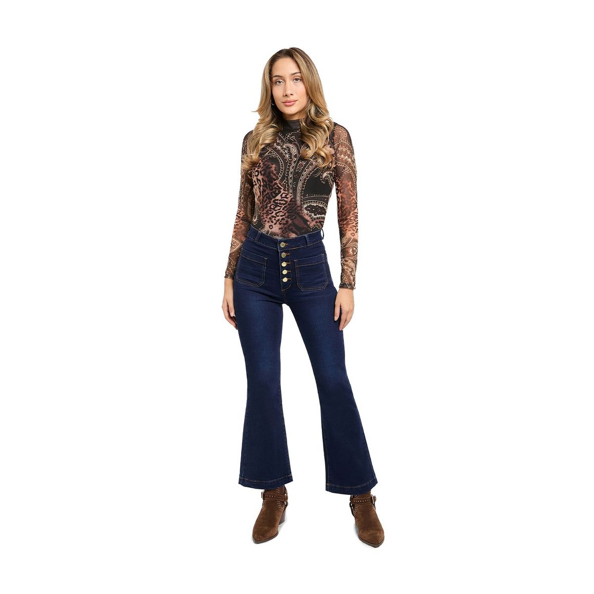 VRP BY VIVIANA RIVAS PLATA - Jean Flare Tiro Medio Mujer VRP by Viviana Rivas Plata