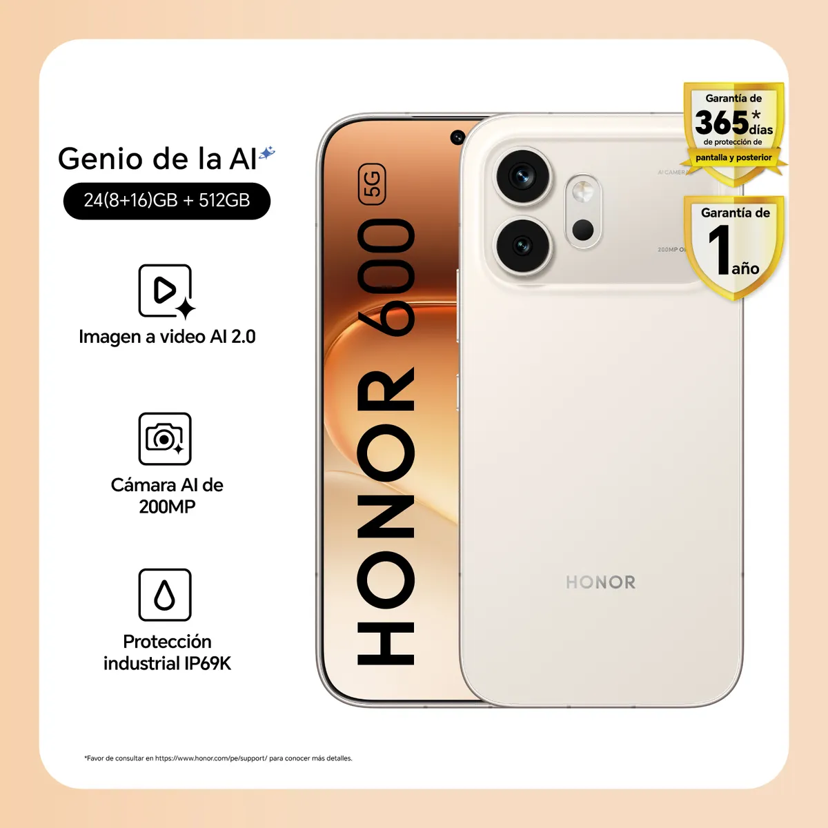 HONOR - Honor600 8+512GB Dorado