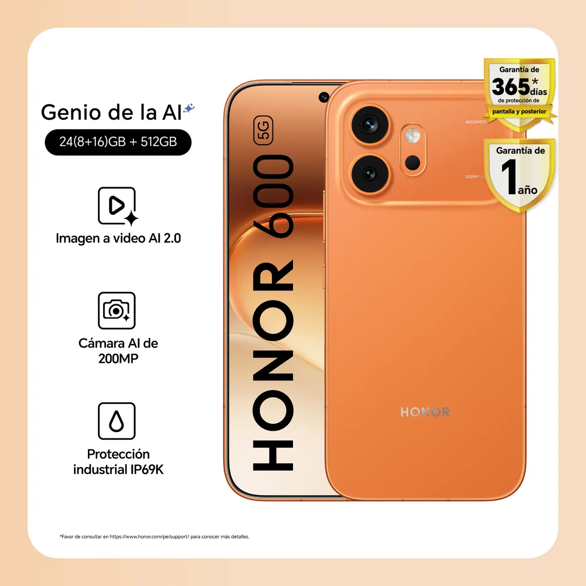 HONOR - Honor600 8+512GB Naranja