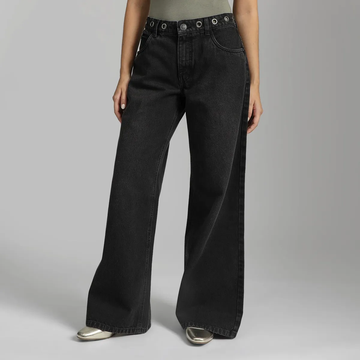 SYBILLA - Jean Wide Leg Tiro Medio Mujer Sybilla