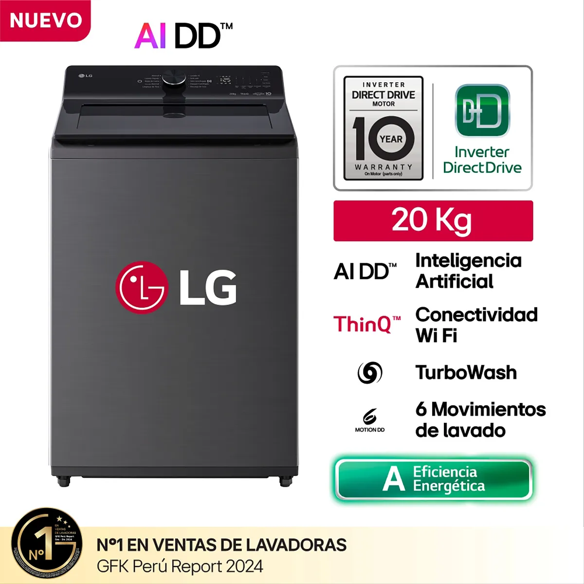 LG - Lavadora WT20PBTX 20KG IA Carga Superior LG