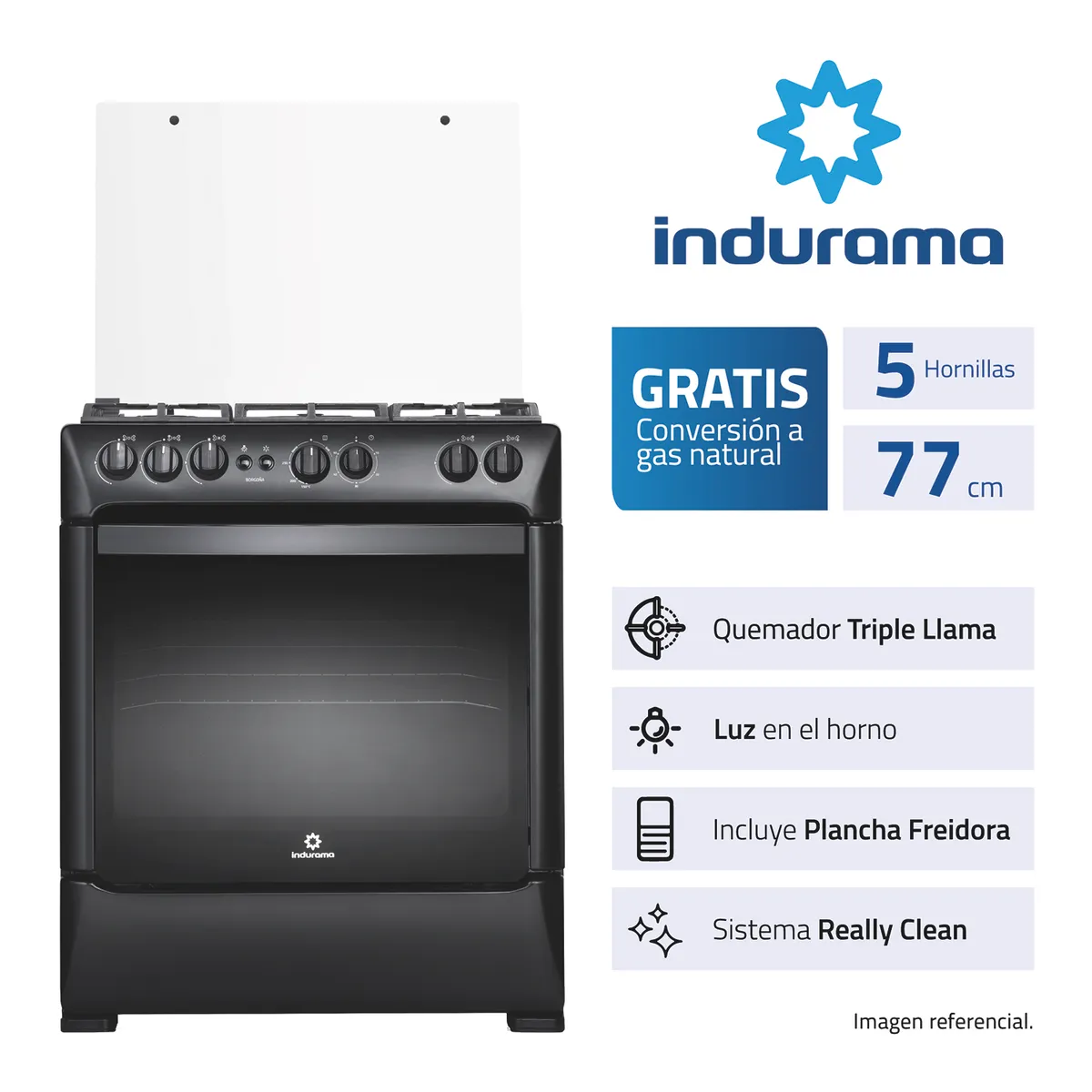 INDURAMA - Cocina BORGONA Zafiro 5 Hornillas