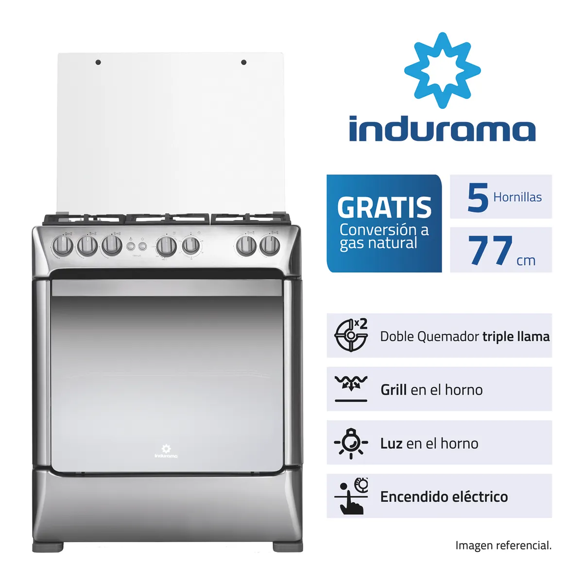 INDURAMA - Cocina FIRENZE Zafiro 5 Hornillas