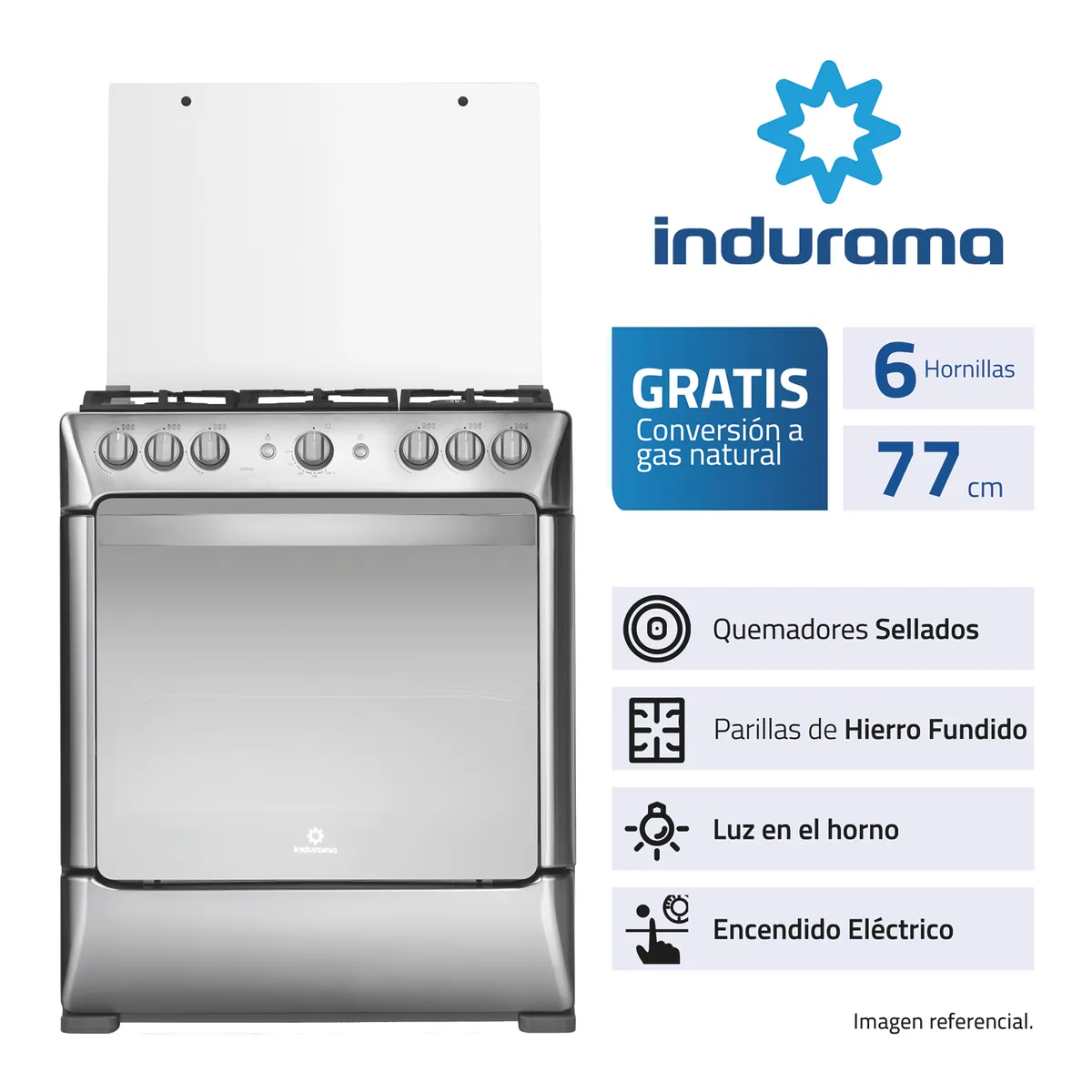 INDURAMA - Cocina PARMA Zafiro 6 Hornillas