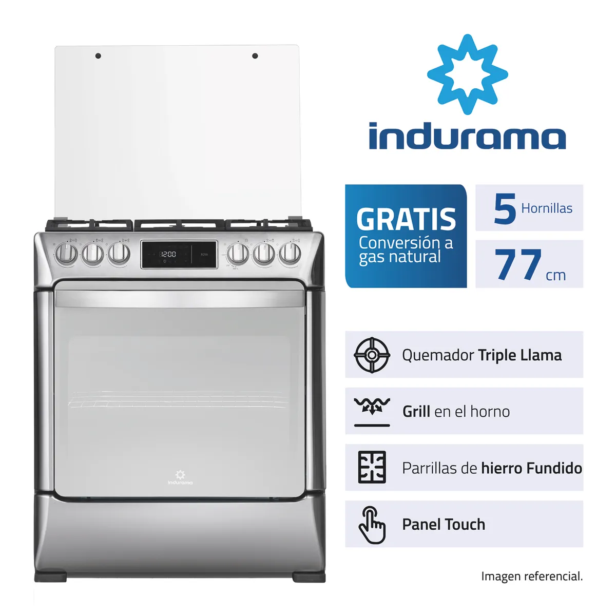 INDURAMA - COCINA ROMA ZAFIRO 5 HORNILLAS