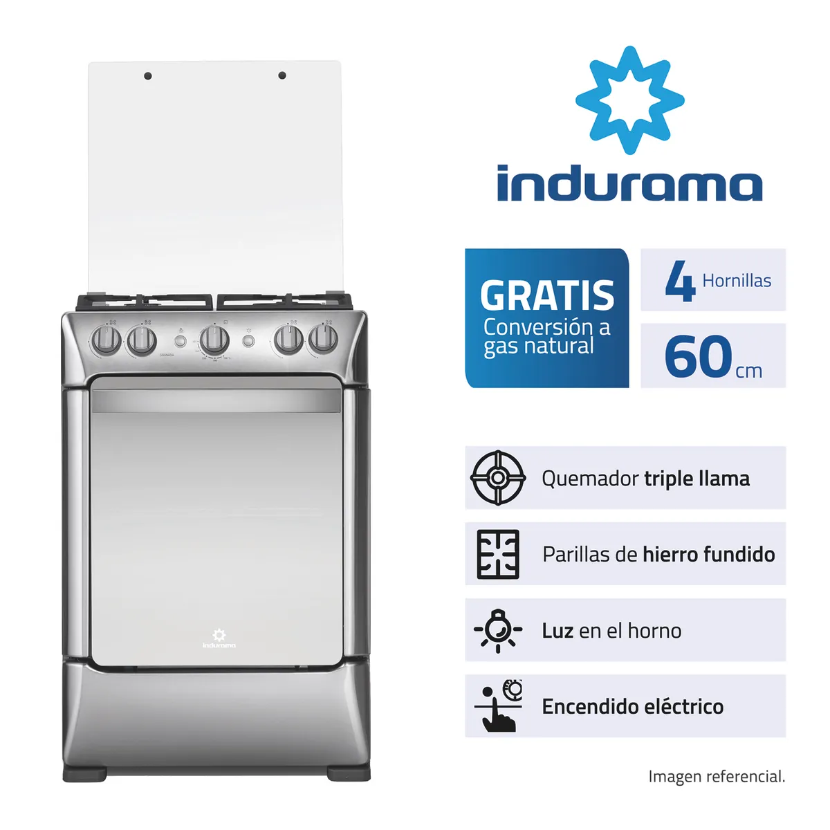 INDURAMA - Cocina GRANADA Zafiro 4 Hornillas