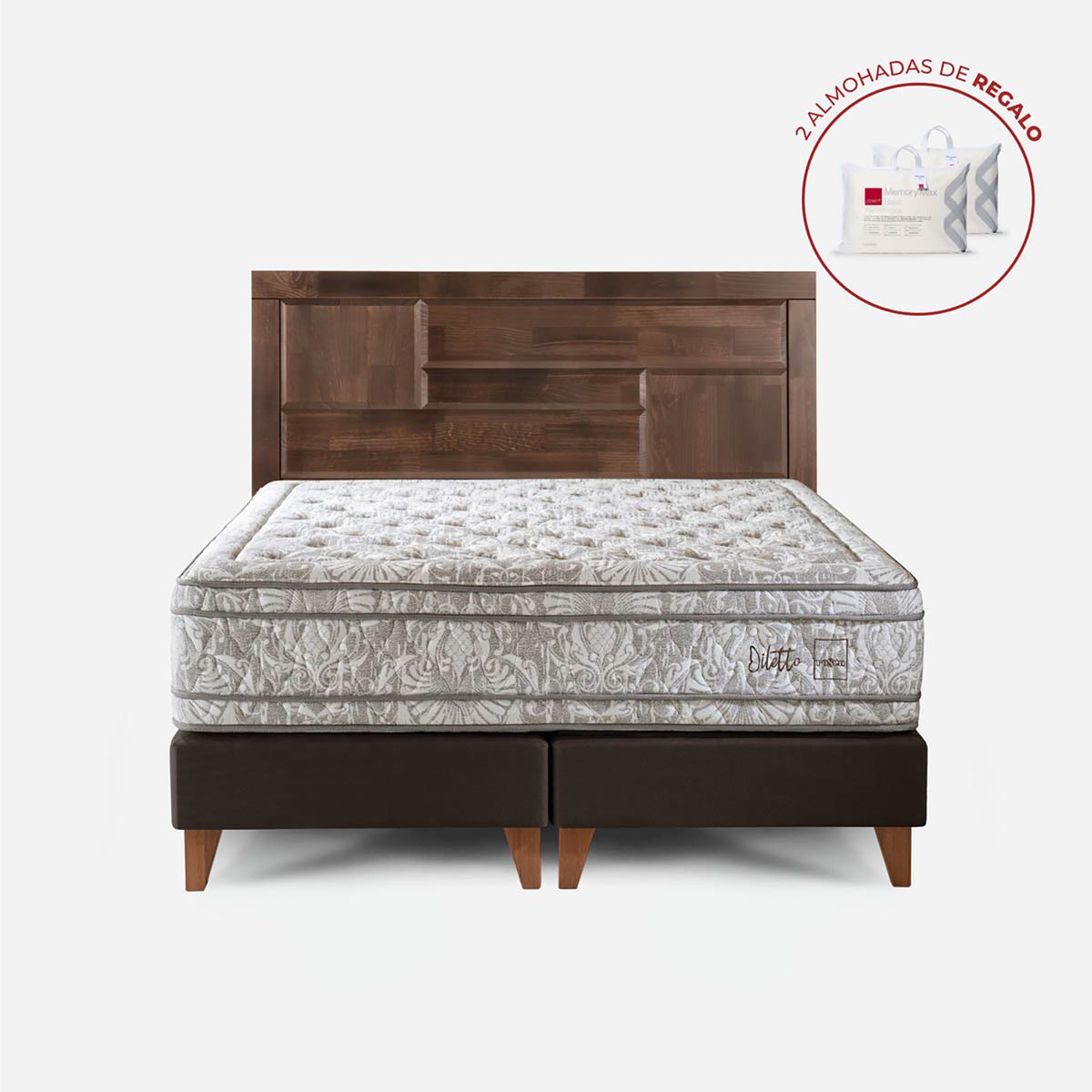ROSEN - Dormitorio Europeo Diletto Dolce Queen + 2 Almohadas Memory