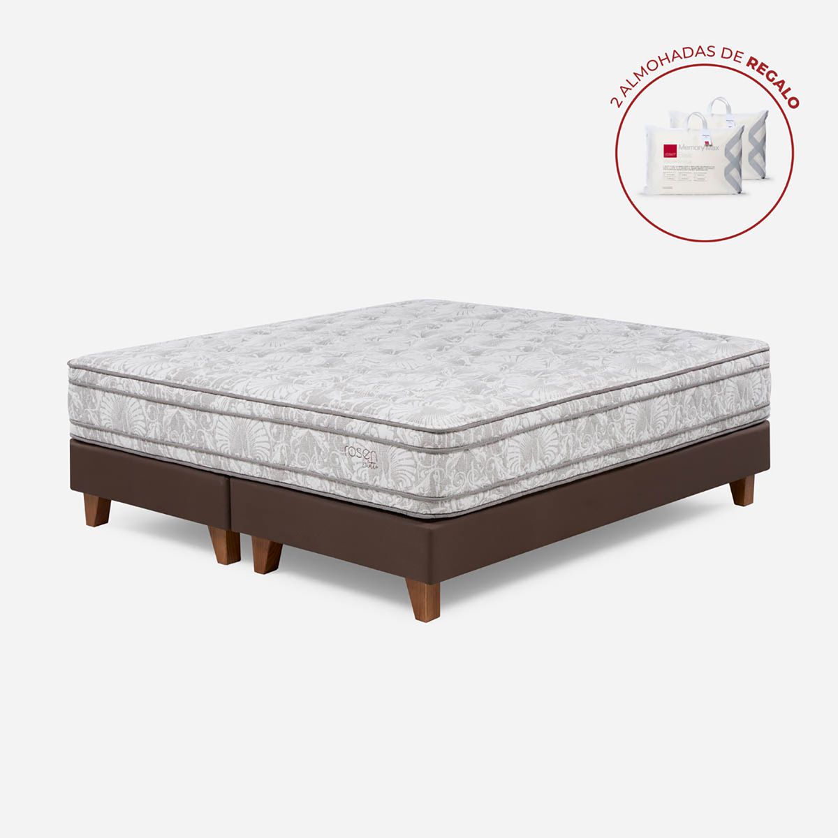 ROSEN - Cama Europea Diletto Queen  + 2 Almohadas Memory
