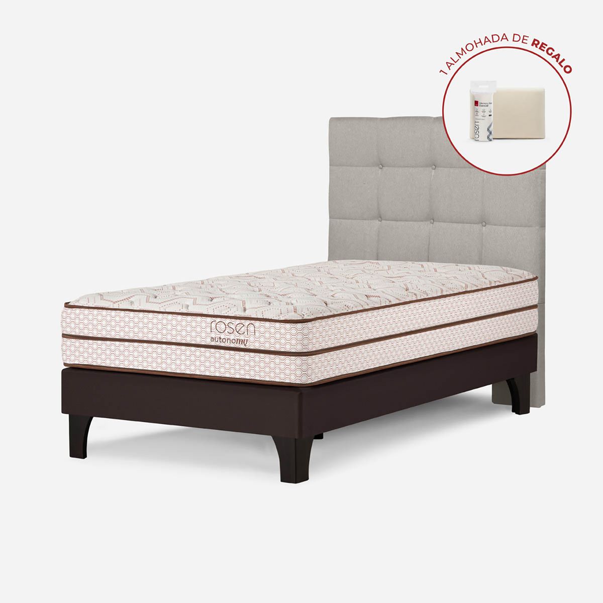 ROSEN - Dormitorio Europeo Autonomy Land Issey Niebla 1.5 Plz + 1 Almohada Esencial