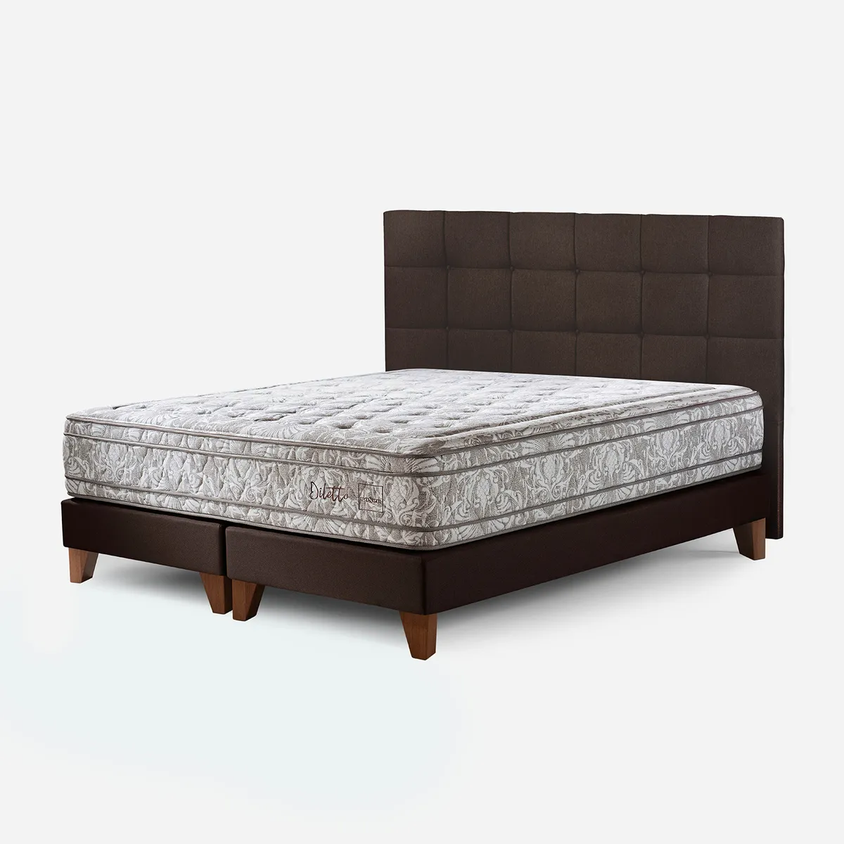 ROSEN - Dormitorio Europeo Diletto Issey Mocca King + 2 Almohadas Memory