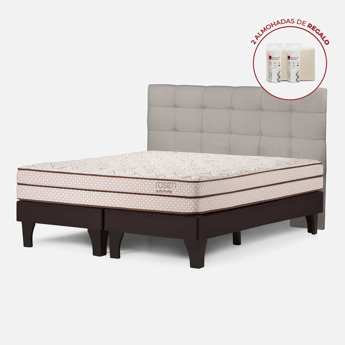 ROSEN - Dormitorio Europeo Autonomy Land Issey Niebla King + 2 Almohadas Esencial