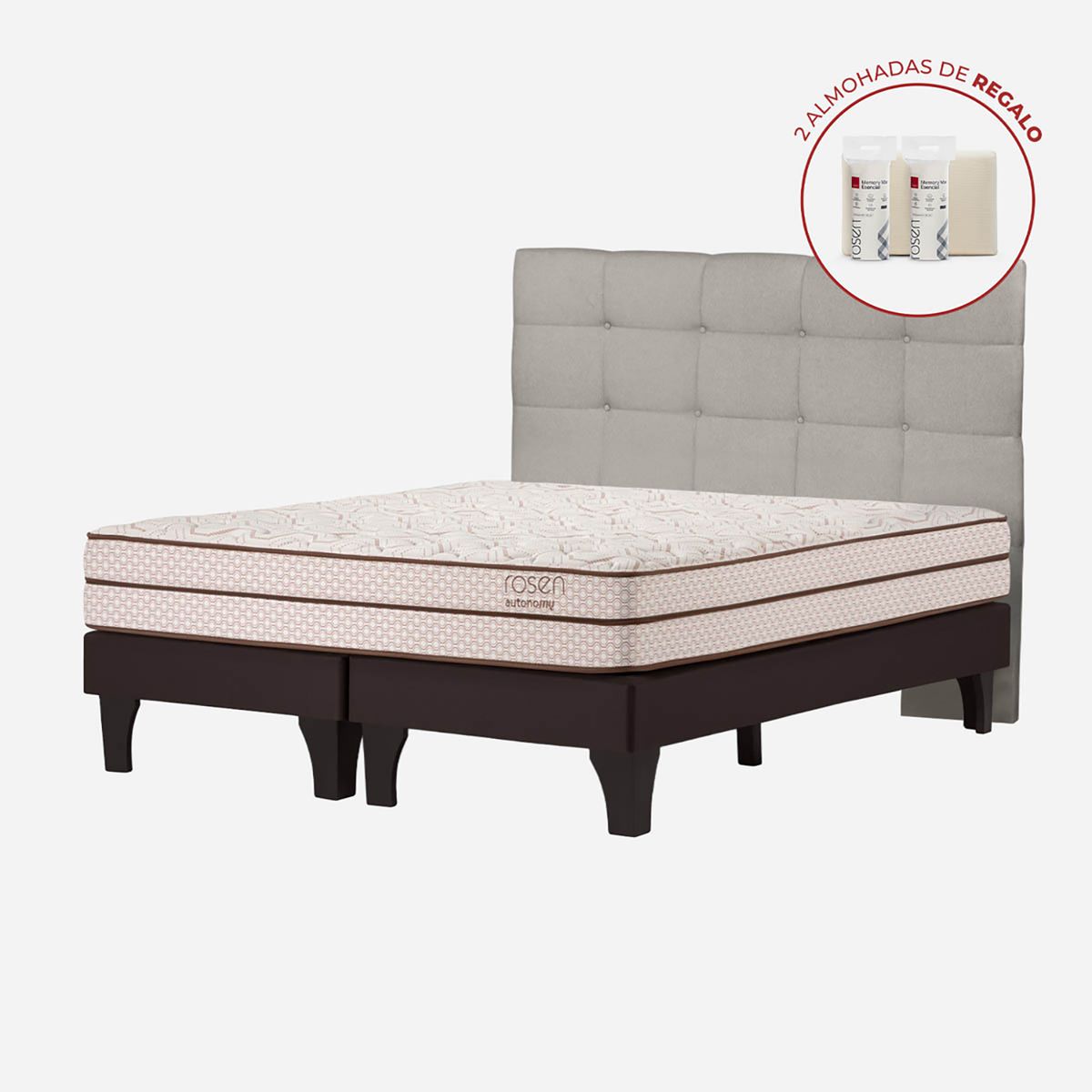 ROSEN - Dormitorio Europeo Autonomy Land Issey Niebla Queen + 2 Almohadas Esencial