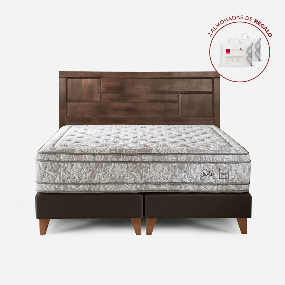 ROSEN - Dormitorio Europeo Diletto Dolce King + 2 Almohadas Memory
