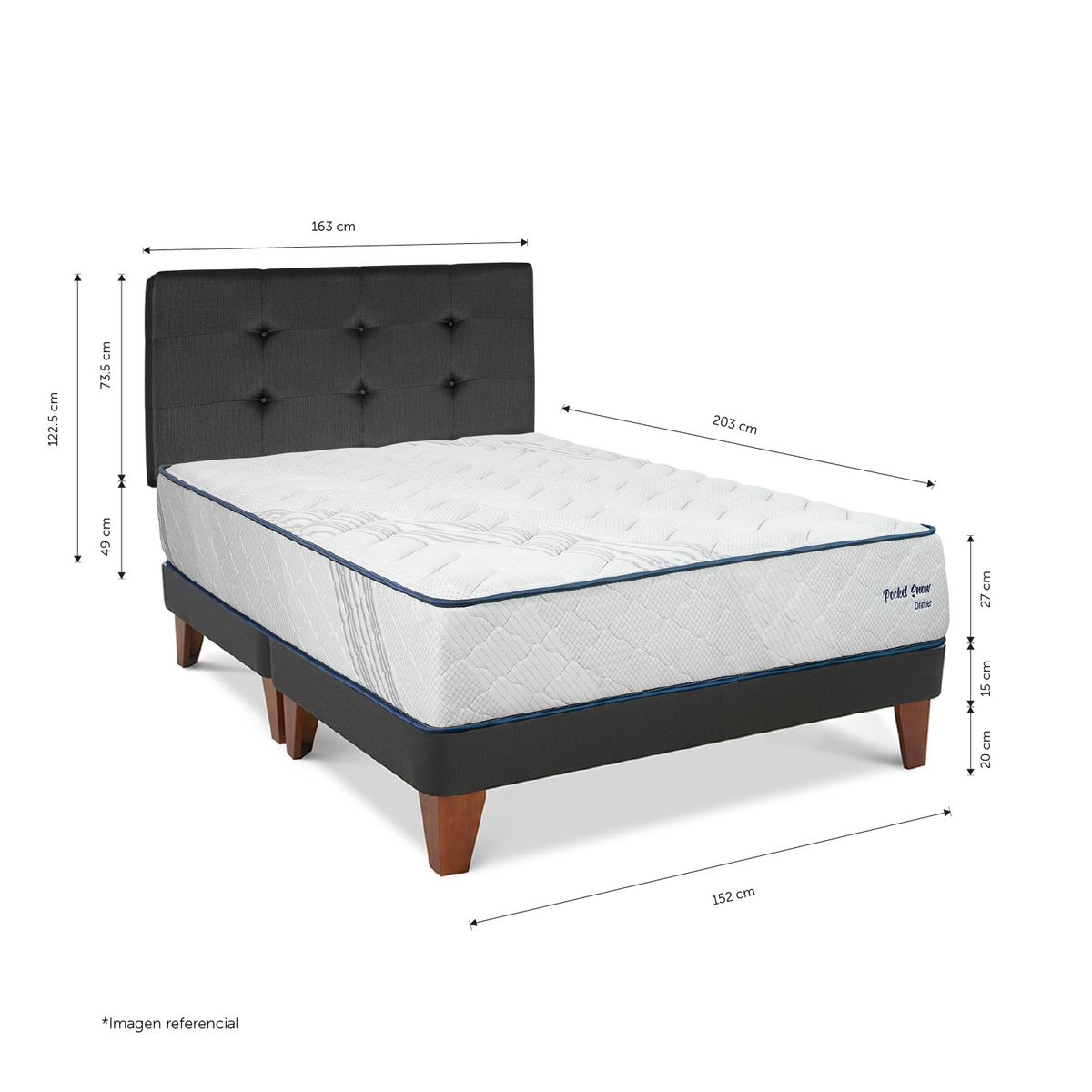 DRIMER - Dormitorio Gold Pocket Snow Queen Gris