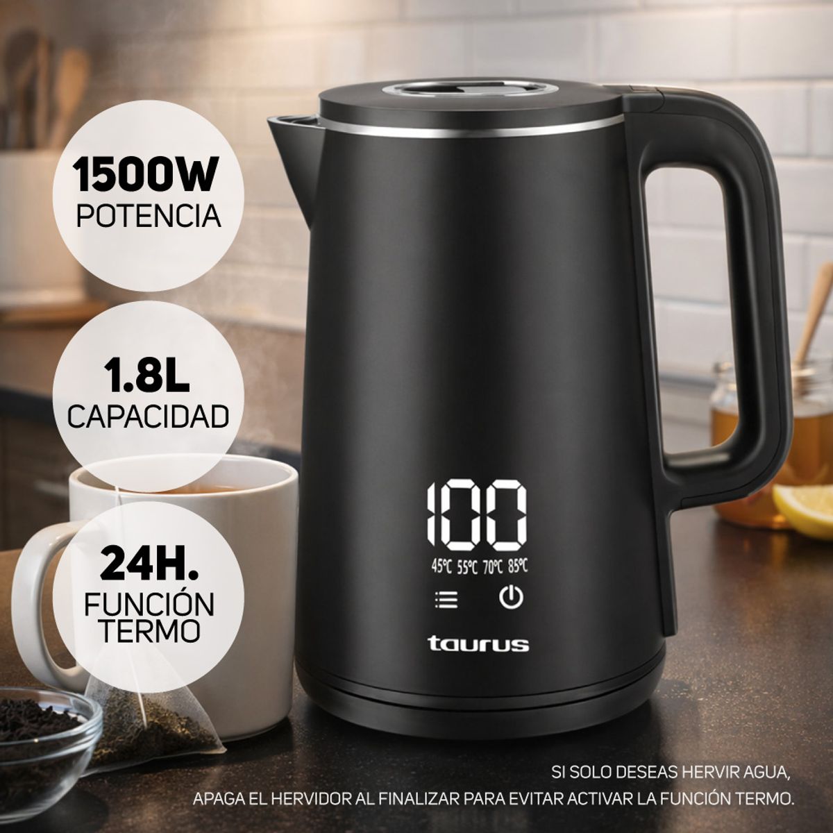 Taurus - Hervidor Eléctrico 1.8L Digital Negro
