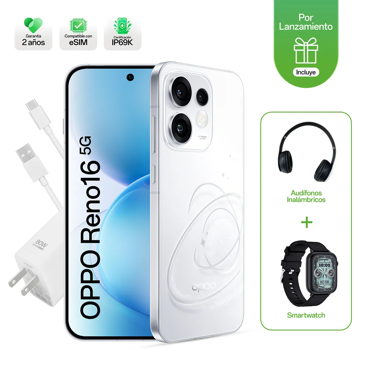 OPPO - RENO16 5G 8+256GB BLANCO + SMA