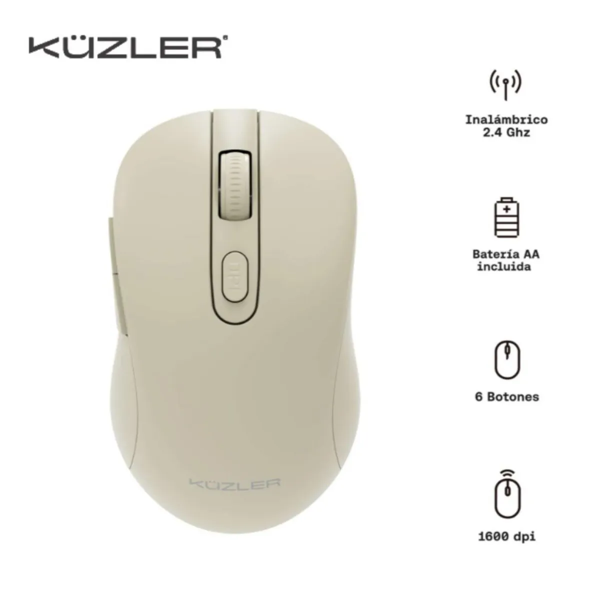 KUZLER - Mouse Inalambrico Bluetooth 6 Botones WORKFLOW-1B