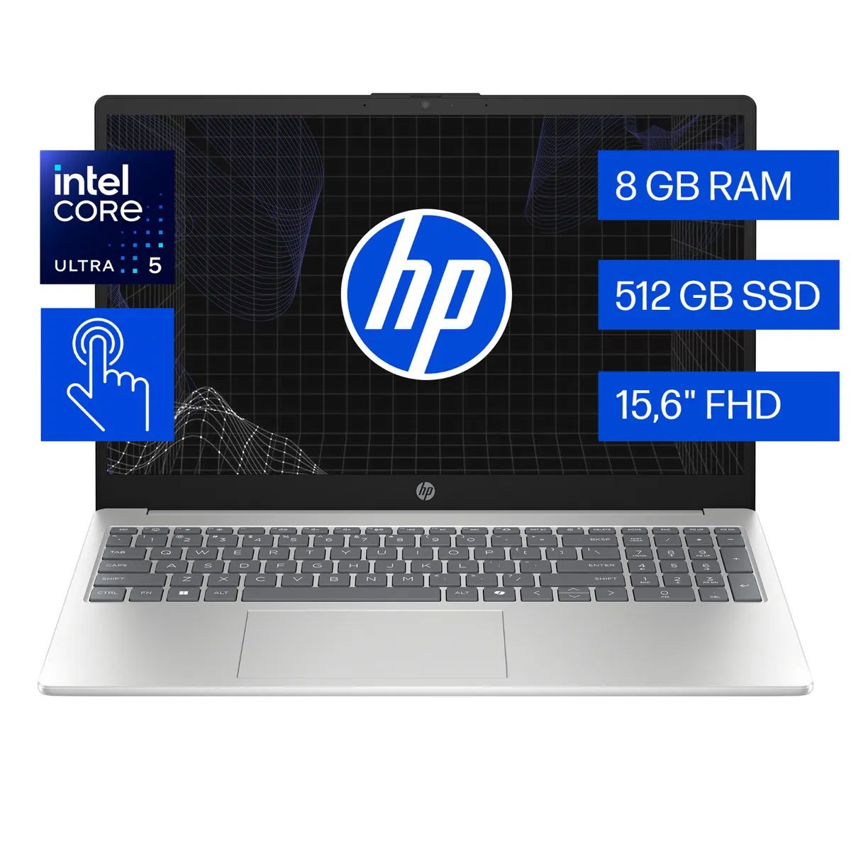 HP - Hp Laptop Core Ultra 5 225U 8GB 512GB 15.6" Touch Win 11 Color plateado natural